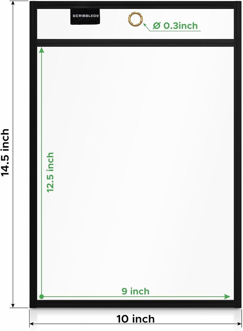 Scribbledo Job Ticket Holders 9x12 50 Pack Black Dry Erase Plastic Sleeves Heavy Duty Clear Sheet Protectors Waterproof and Tear-Resistant Pockets Ideal for Shop Tickets Work Orders and Classroom Use - Image 2